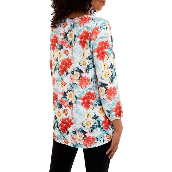 NWT Mario Serrani Women's Floral Print V-Neck Tunic Blouse - Picture 3 of 6